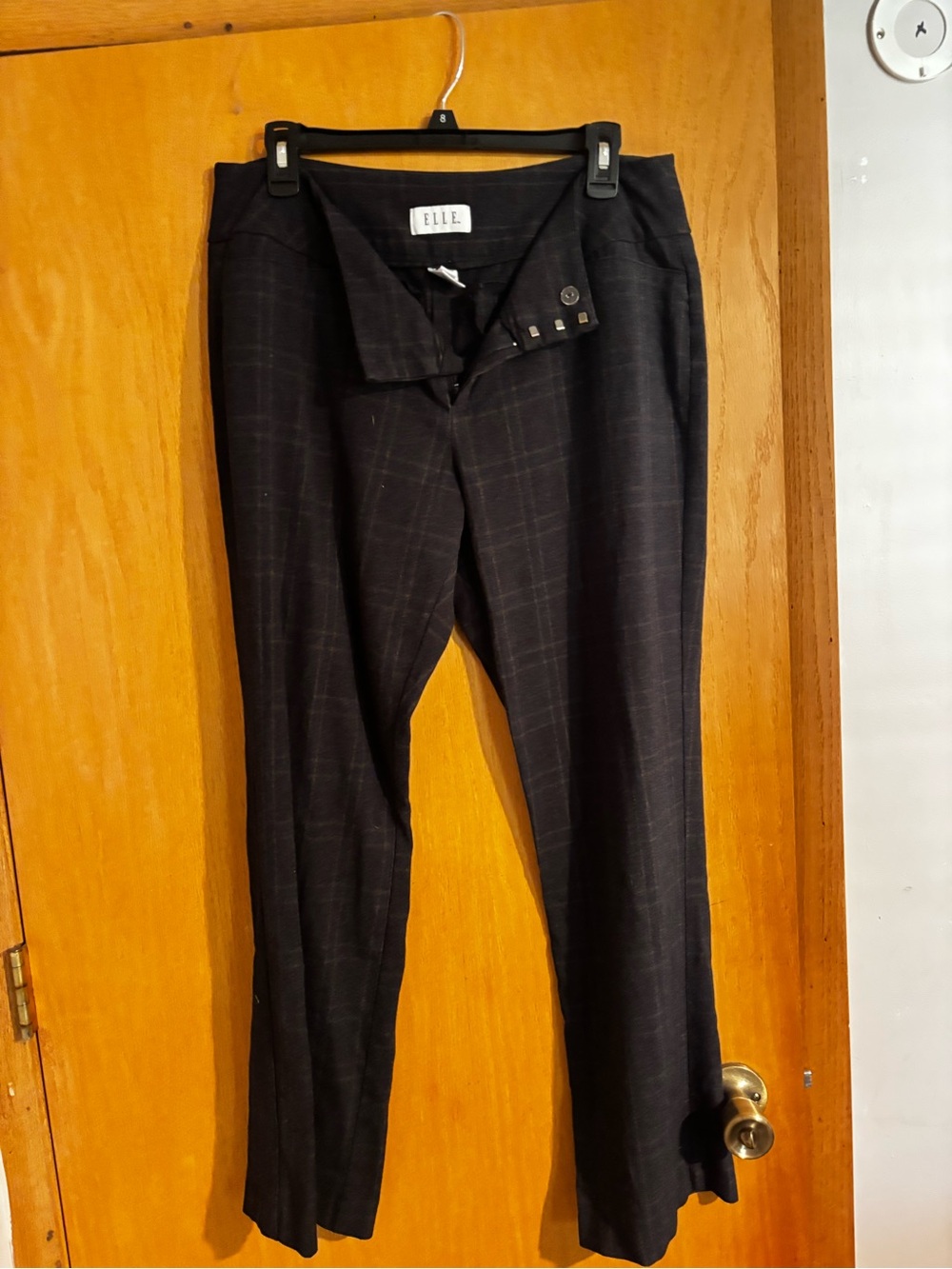 ELLE Women’s Black Plaid Dress Pants